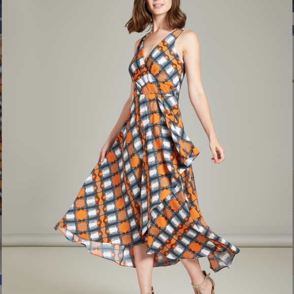 Eva Franco Anthropologie Camille Plunge Neck Faux Wrap Dress - Picture 3 of 3